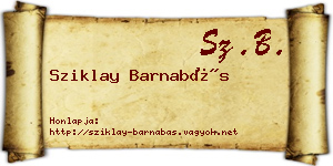 Sziklay Barnabás névjegykártya